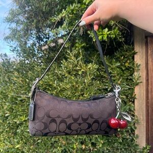 Coach Black Shoulder Bag with Cherry Charm